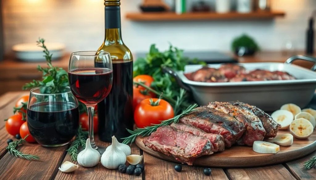 Wine and Beef Braising Ingredients Wine and Beef Braising Ingredients